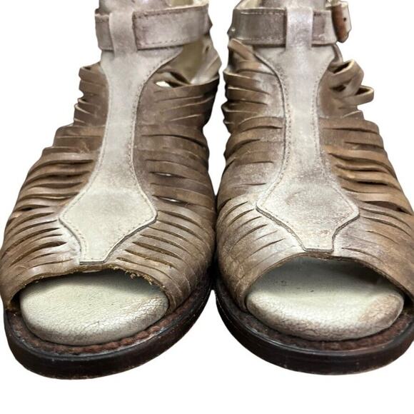 Freebird by Steven Arrow Womens Leather Block Heel Open Toe Booties Sandals sz 6 - Picture 7 of 16